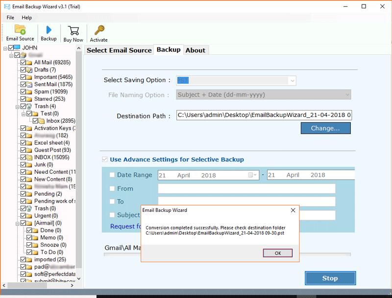 Backup Bluehost Mailboxes