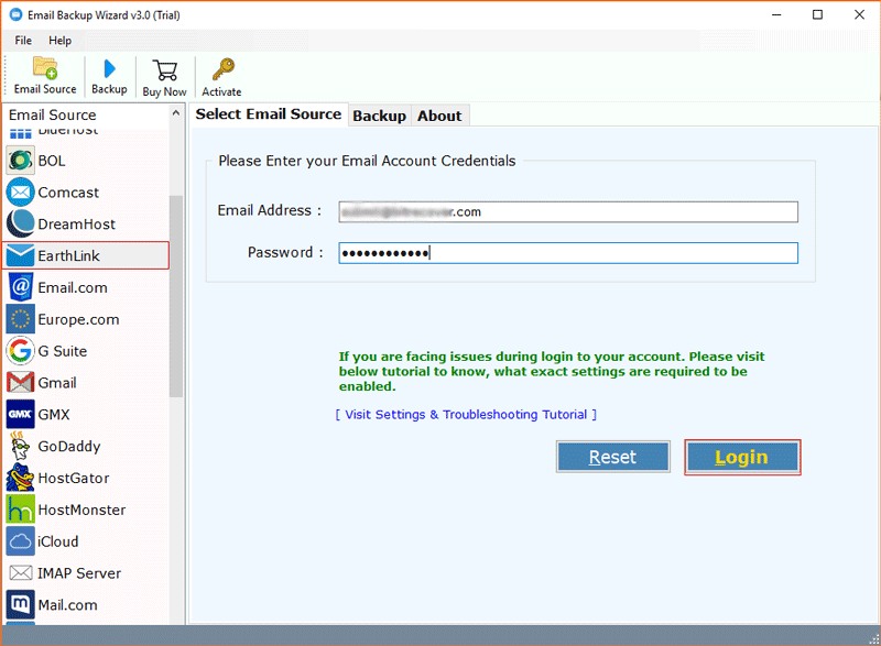fill login deatils