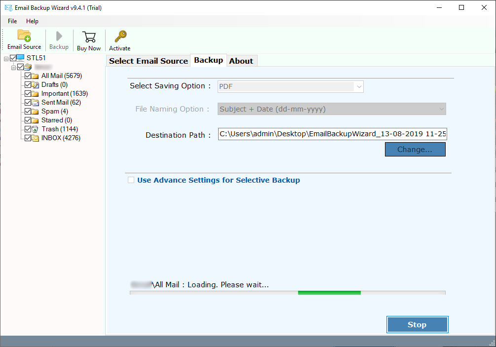 click on backup button