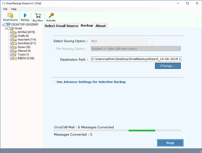 Rediffmail Mail Backup