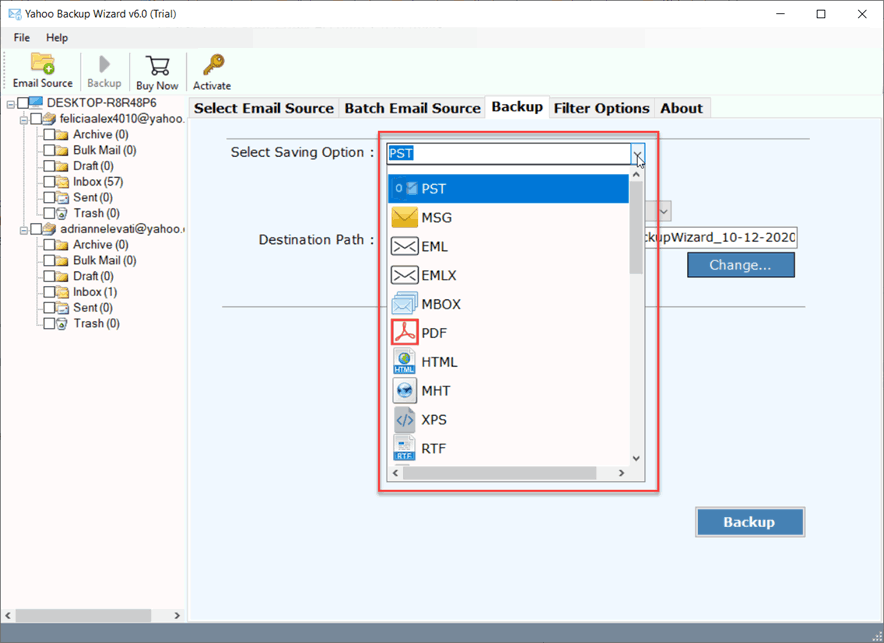 In select saving drop-down option, click on PDF file format 