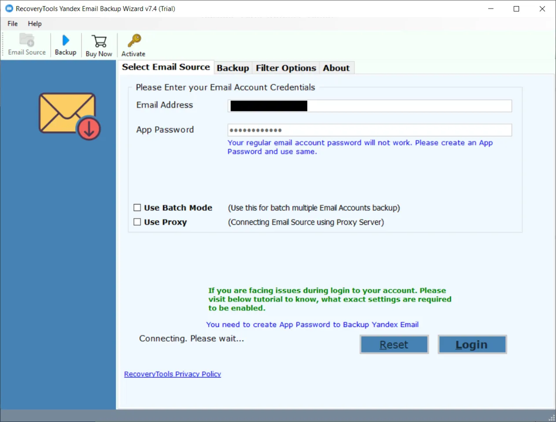 Export Yandex mail to PST