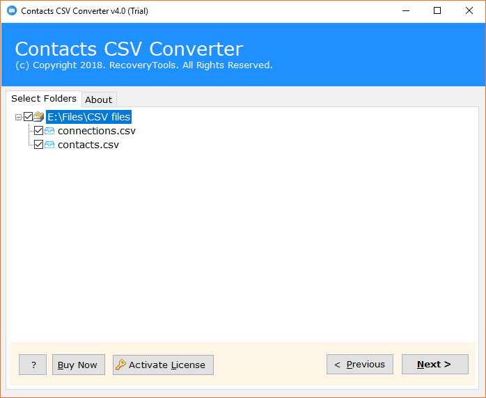 select CSV contacts