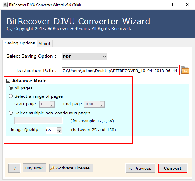 Start DjVu File Conversion