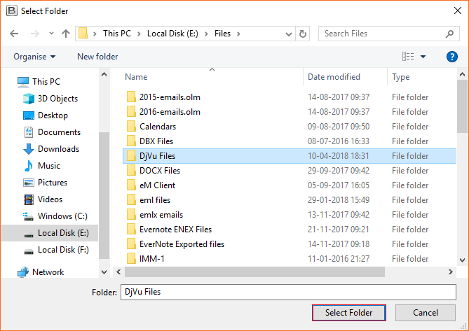 tap on the Select Folder