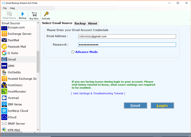 enter all details of email account
