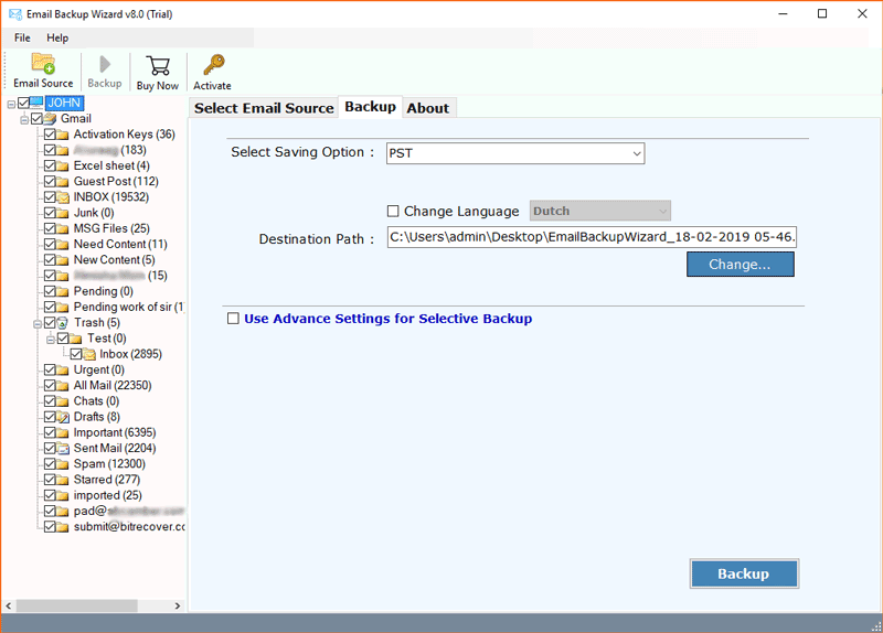 enable desired email folders