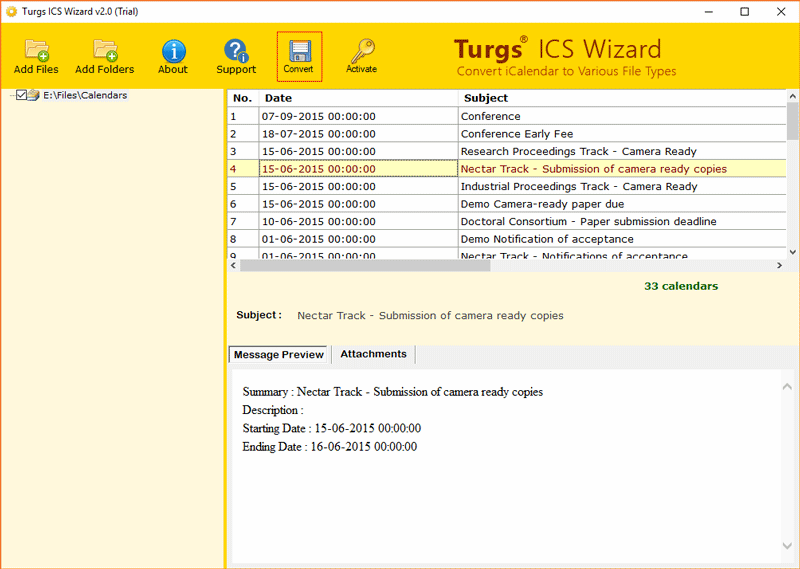 Convert ICS to Text