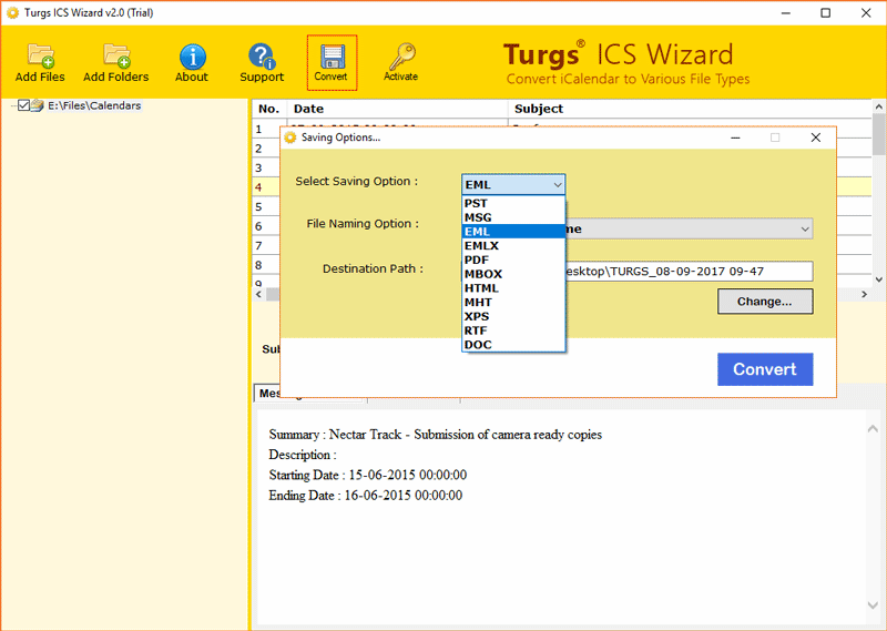 icalendar to doc converter