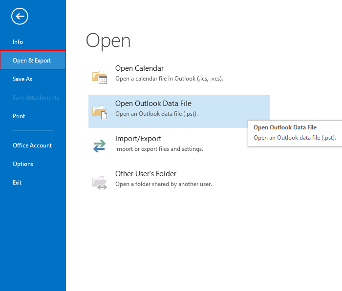 open in outlook