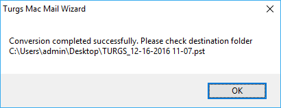 successfully conversion of MBOX file to PST