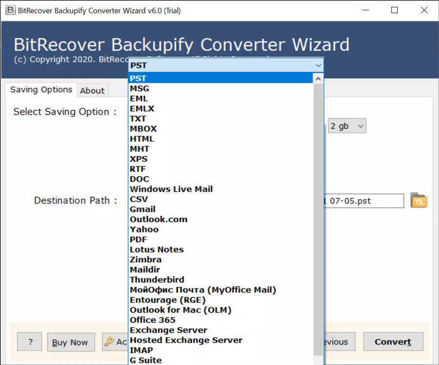 convert Backupify to PST