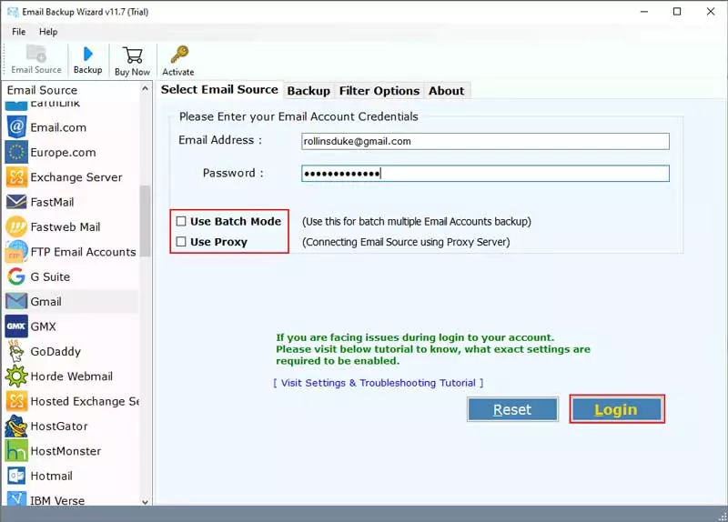 Email Account Credentials