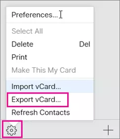 Export vCard