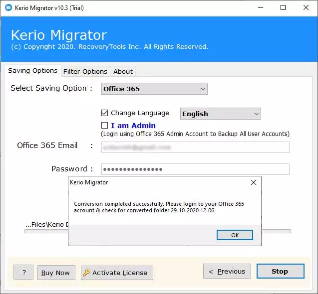 Kerio mail server to Office 365