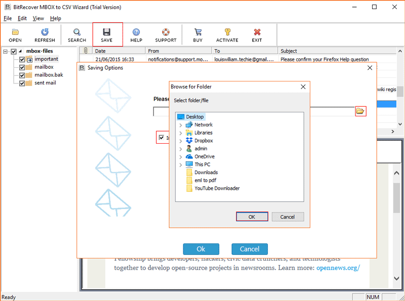 MBOX to Excel converter