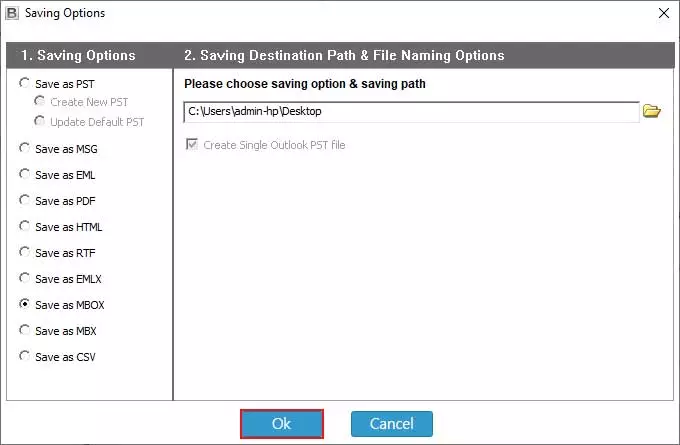 Destination path