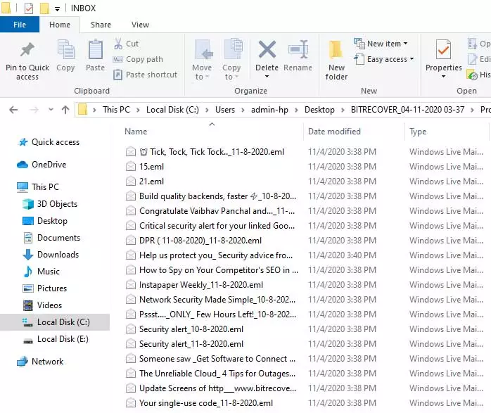 Resultant EML Files