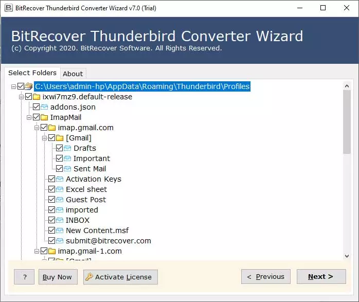 Select Thunderbird Folder
