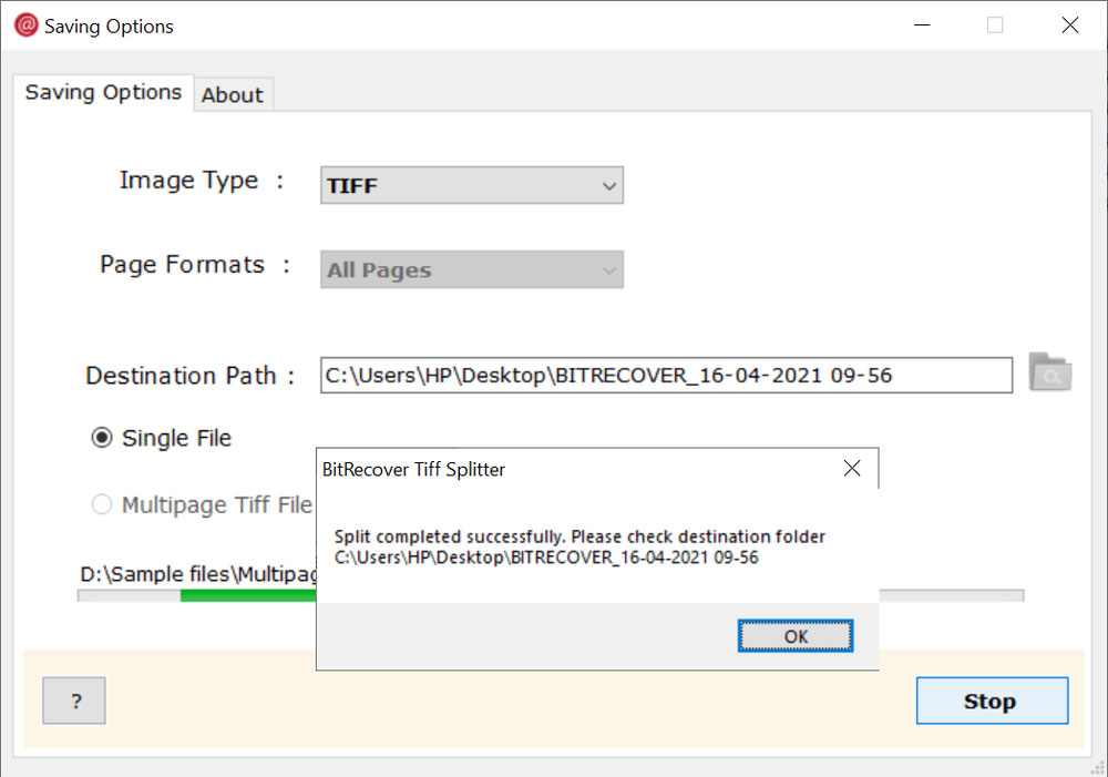 split TIFF files