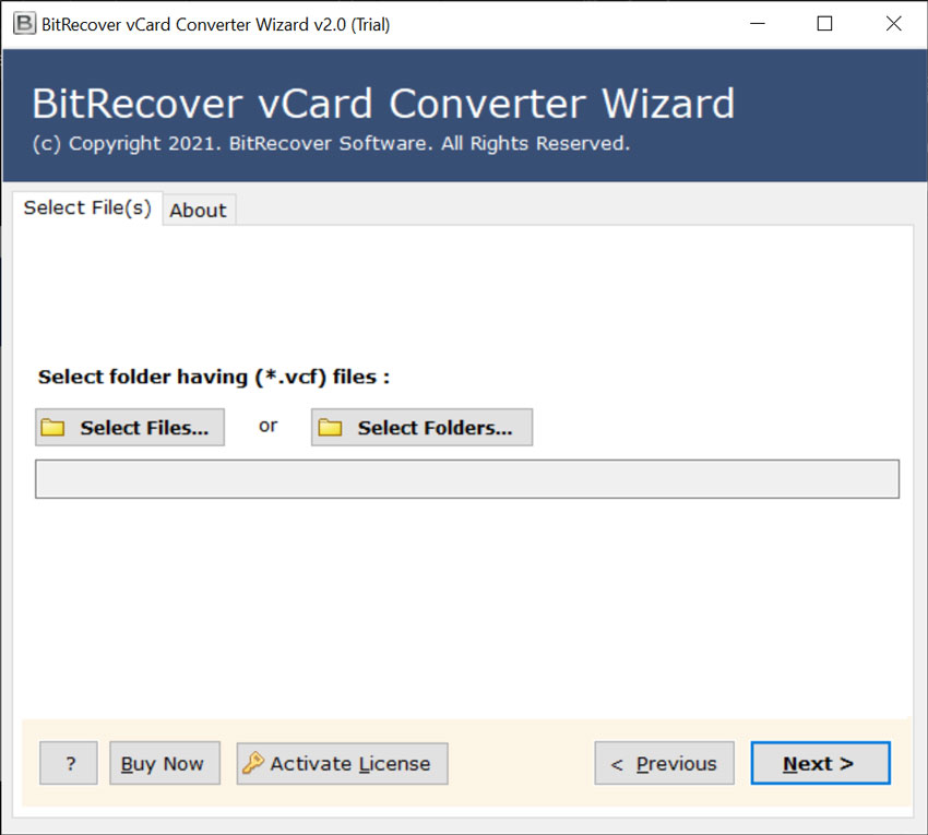 vCard file for conversion