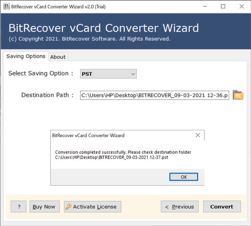 click convert button to continue