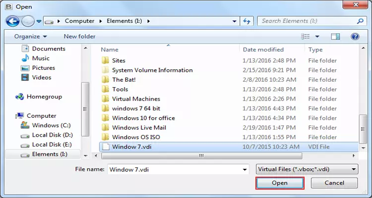 Select VDI File