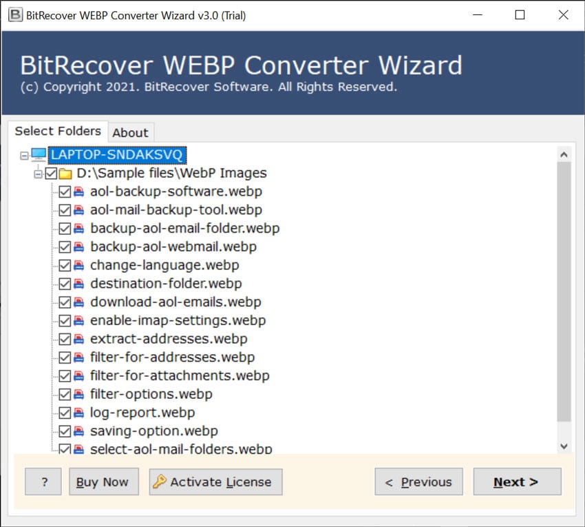 select required files