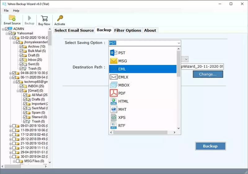 Select Yahoo Mail folders