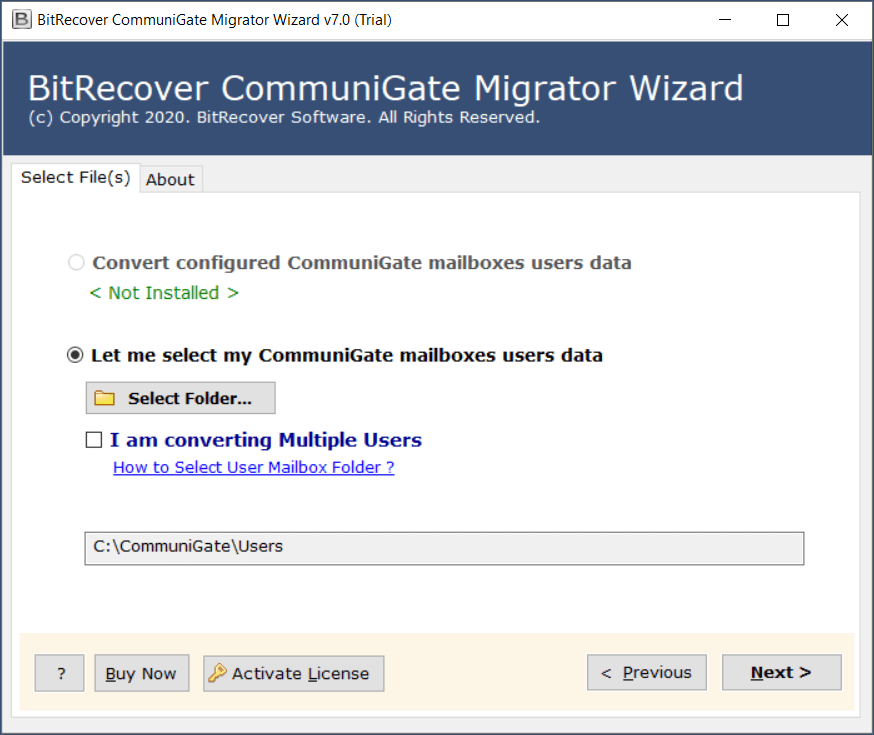 Choose CommuniGate Mailboxes