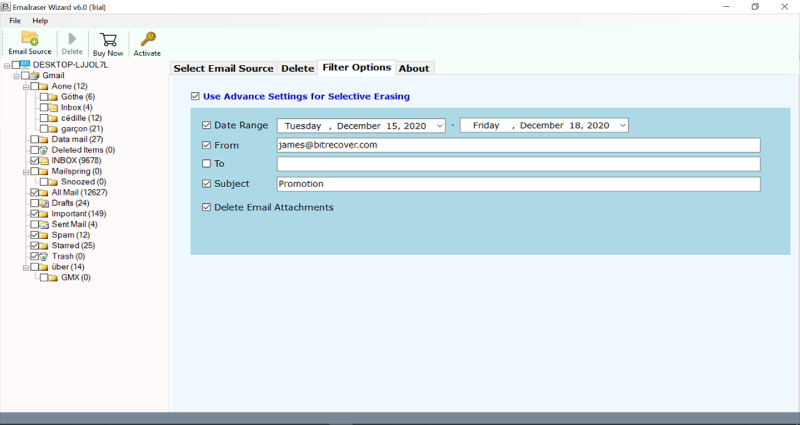 Use Advance Settings for Selective Erasing