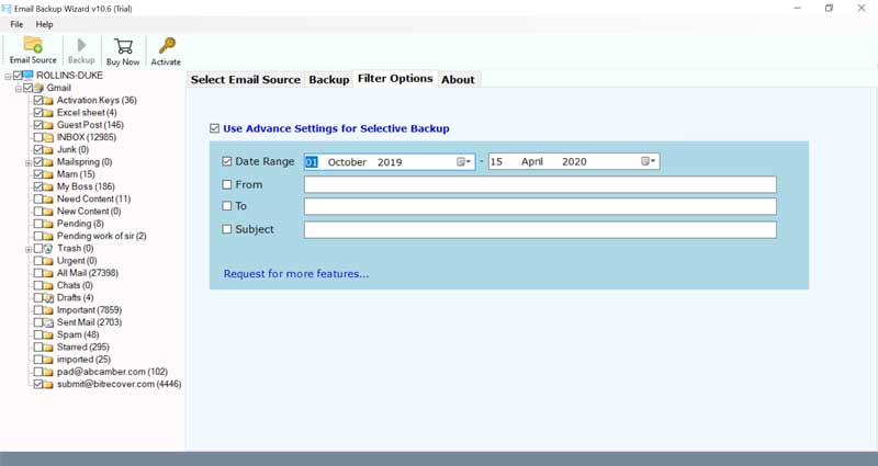 Advance filter options