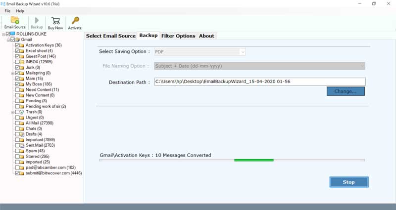 Downloading Zentyal Server emails