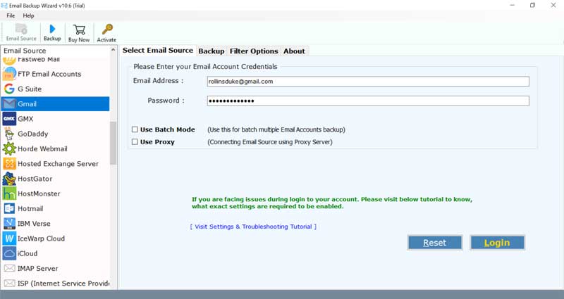 fill login details