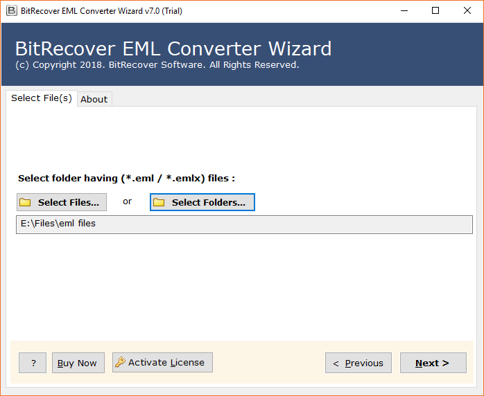 selected EML file path