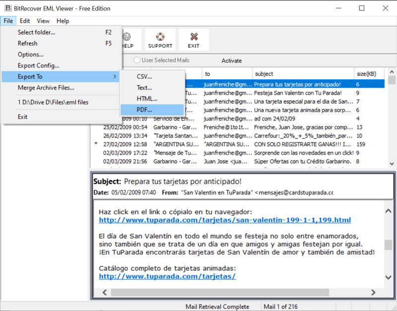 EML file analysis