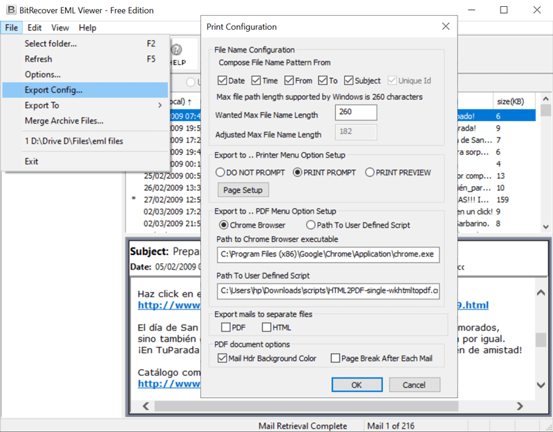 print configuration