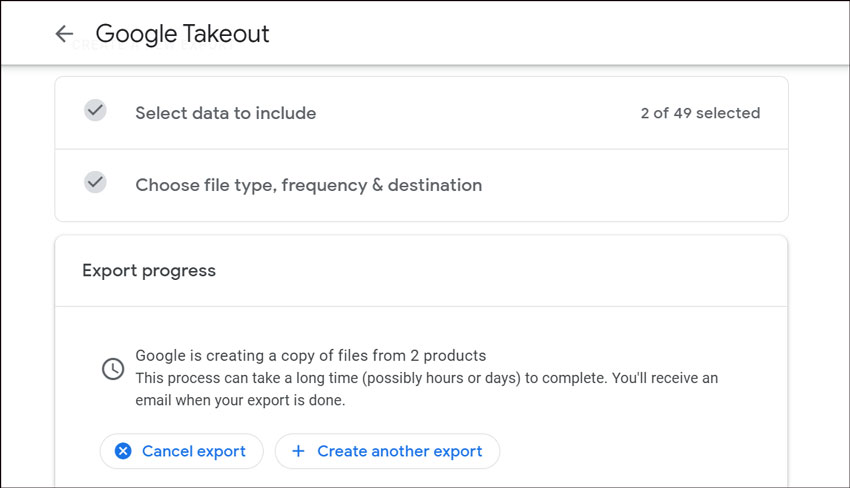 Google Takeout not working