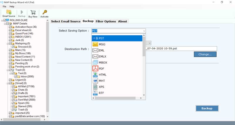 download emails from imap server