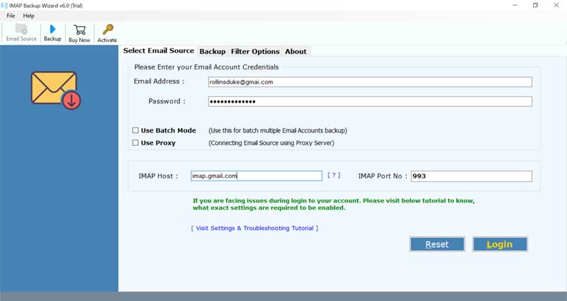 enter email address and password