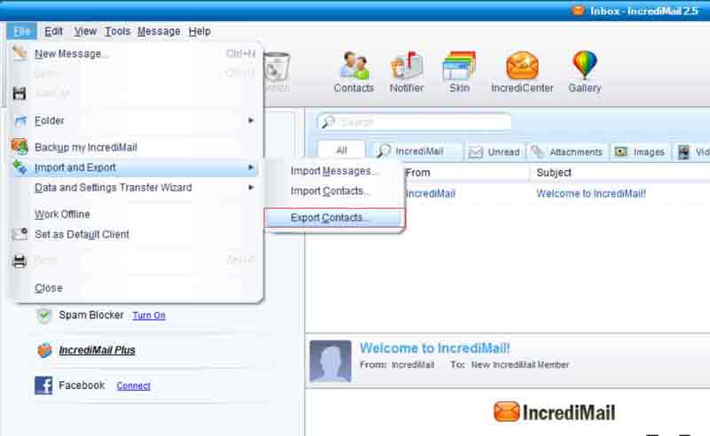 Export IncrediMail contacts