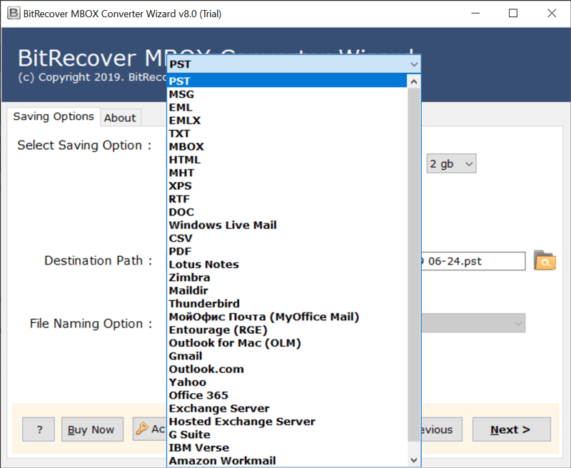 choose PST as saving option