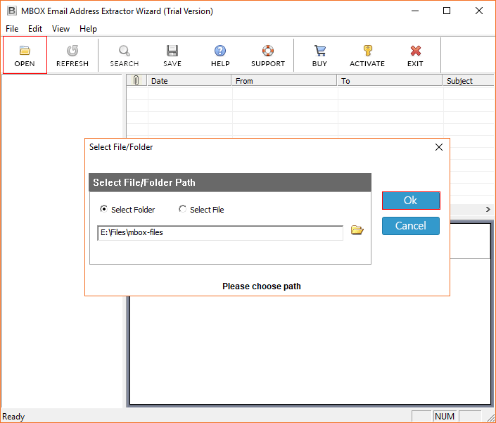 Confirm the destination path