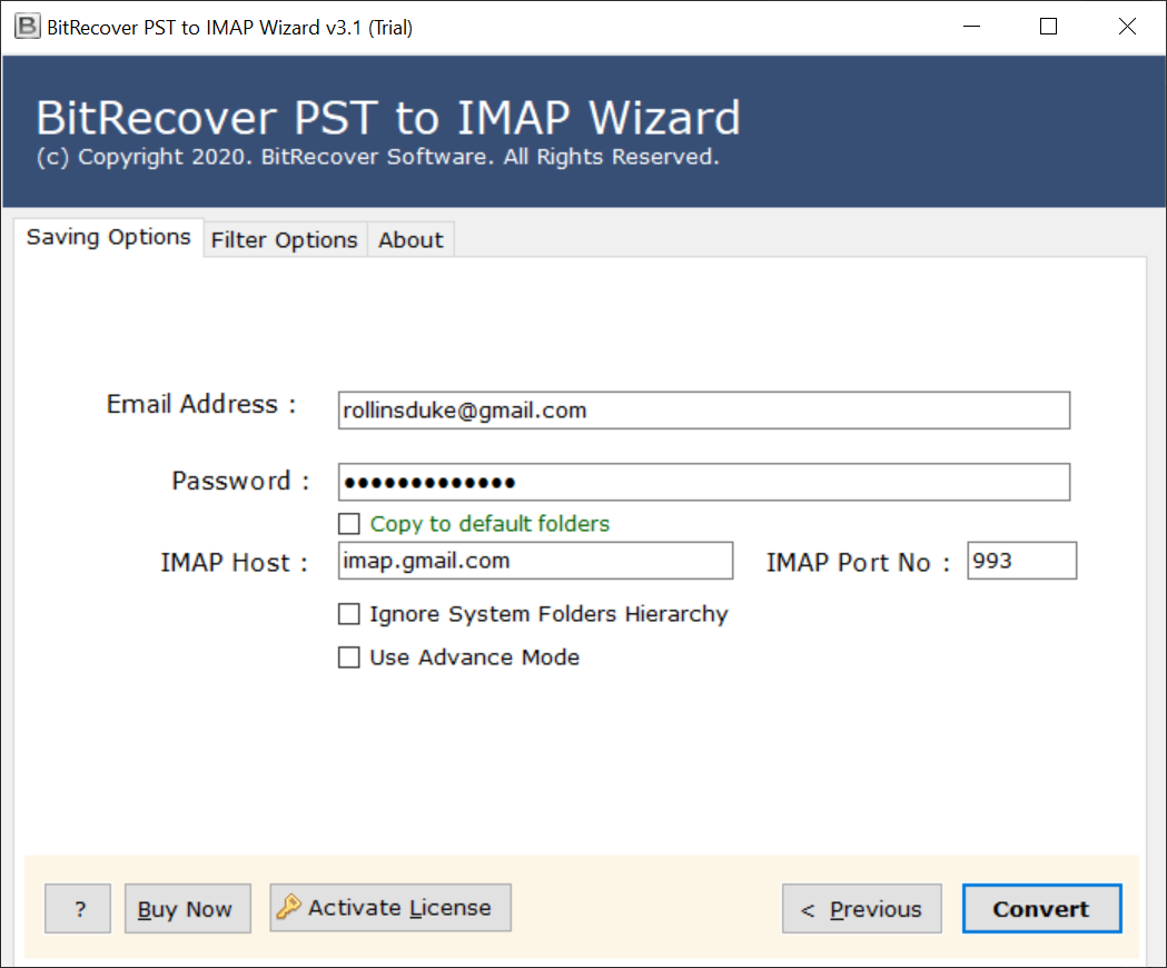 Choose IMAP Option