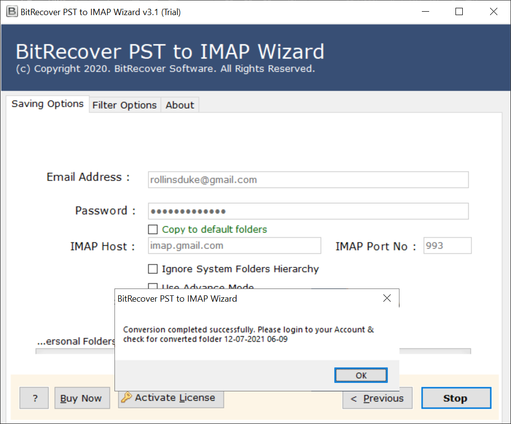 Start PST to IMAP Conversion