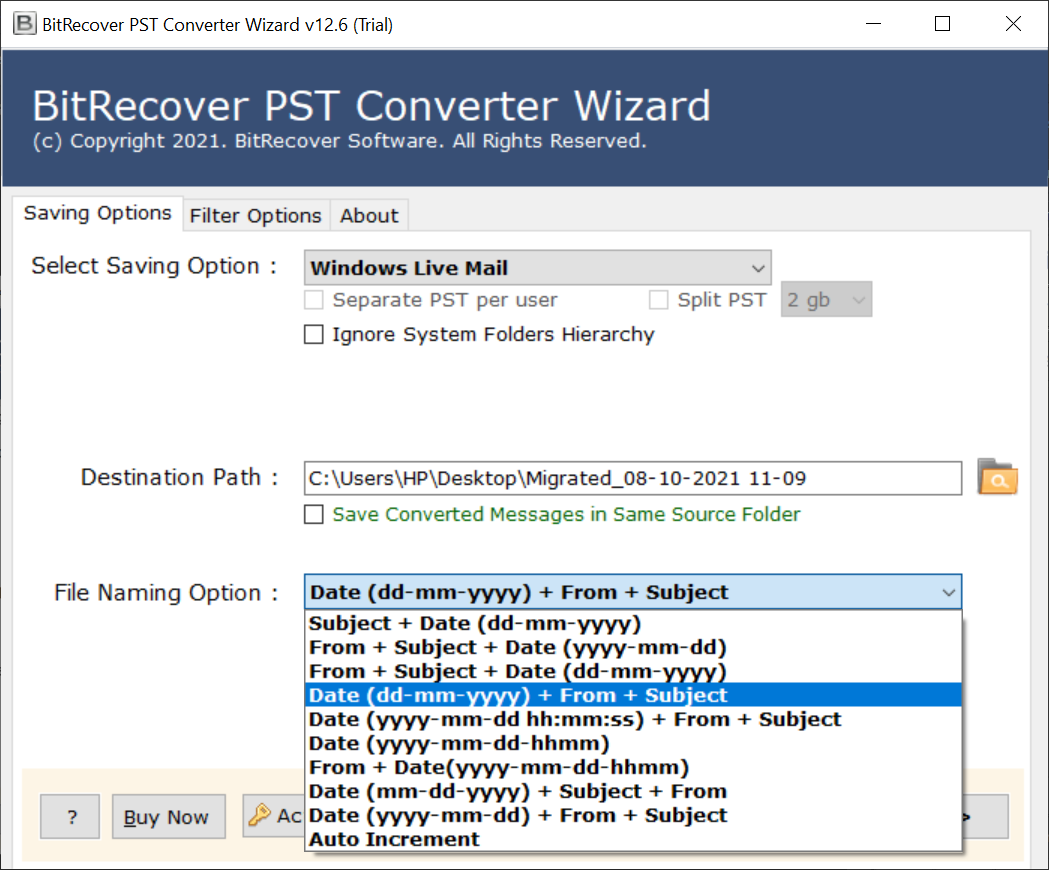 Outlook to Windows Live Mail Converter