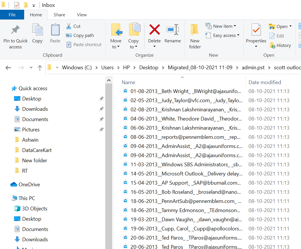 destination folder