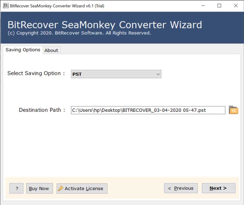 select destination path