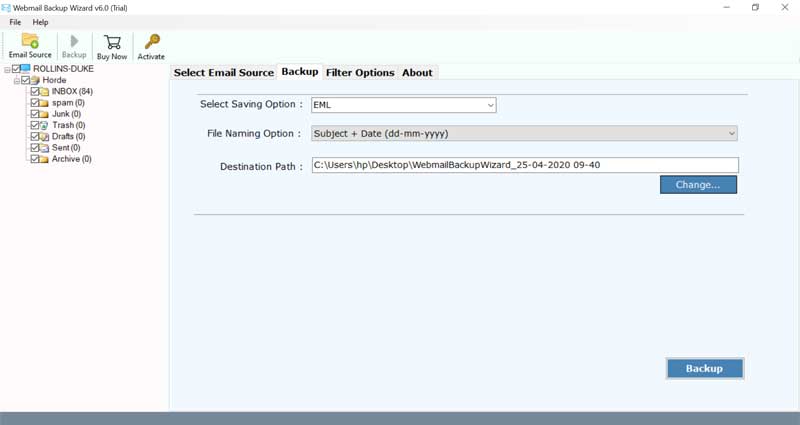 folder to iRedMail backup email