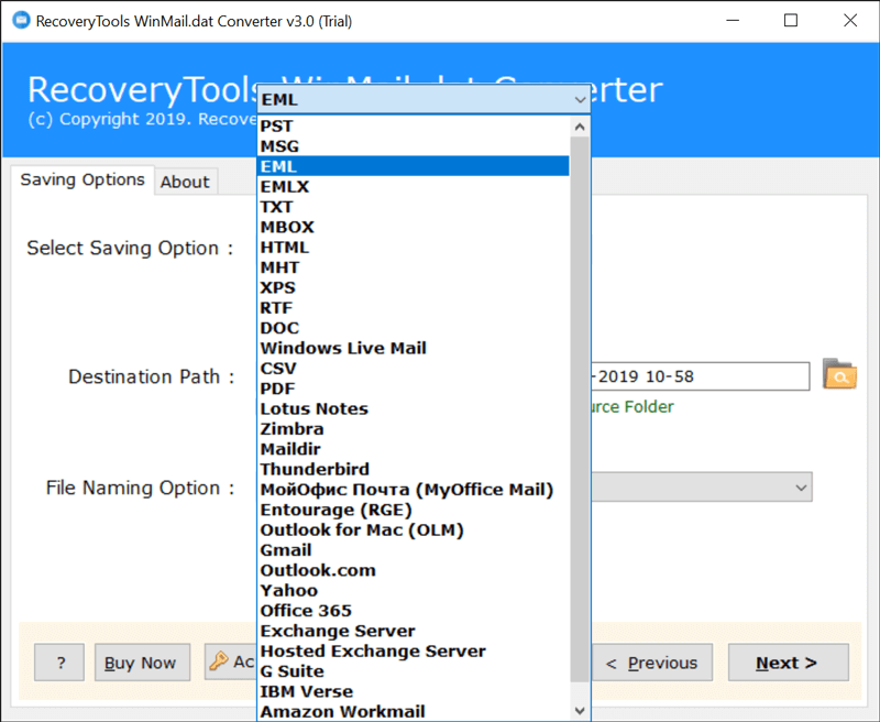 Select Saving Format